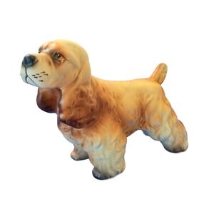 Vintage Cocker Spaniel Figurine Porcelain Dog Statue Japan Tan Brown 2937